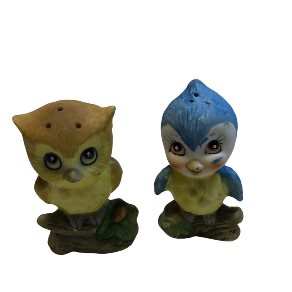 Vintage Owl and Blue Bird Salt and Pepper Shakers